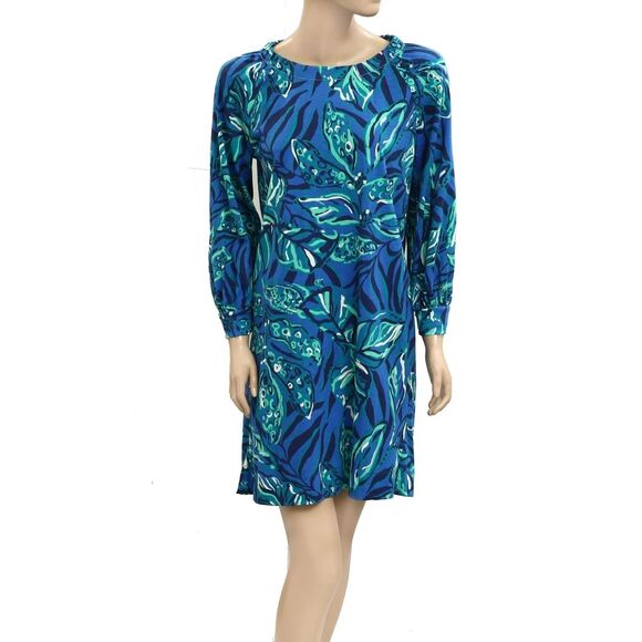 Lilly Pulitzer Elianna Cotton T-Shirt Tunic Mini Dress Leaf Printed XL 282290 - Picture 6 of 9